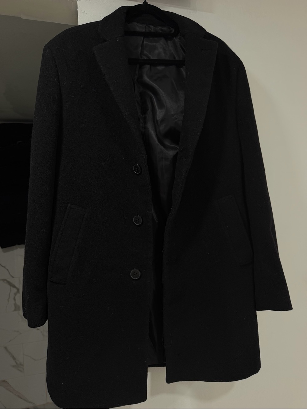 Calvin Klein Men's Black Coat - Classic Single-Breasted Coat Slim Fit
